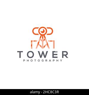 Minimalist design Tower Photography logo design Stock Vector