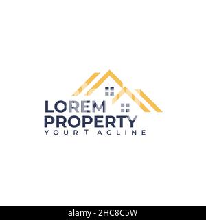 Minimalist Roof LOREM PROPERTY Home logo design Stock Vector