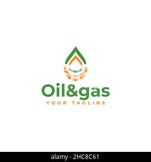 Modern Colorful Oil And Gas Gear drip logo design Stock Vector