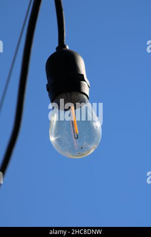 Closeup shot of a lamp on blue sky background Stock Photo