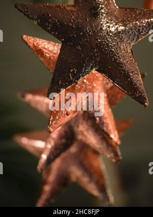 various Christmas tree decorations trimmed on Old Stock Photo
