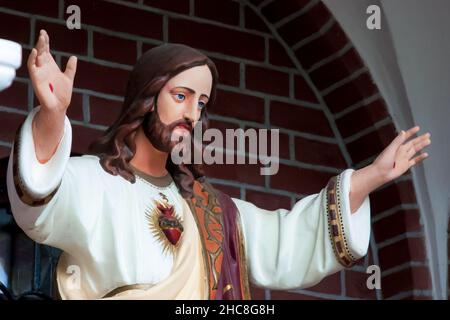 Jesus colorful statue at Church of Saints Simon and Helena. Minsk. Belarus Stock Photo