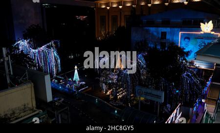 Christmas Decorations EM Quarter, Emporium, Luxury Shopping Mall, Sukhumvit Road, Phrom Phong Area Night Stock Photo