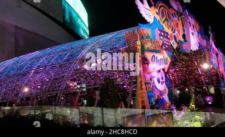 Christmas Decorations EM Quarter, Emporium, Luxury Shopping Mall, Sukhumvit Road, Phrom Phong Area Night Stock Photo