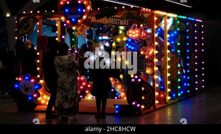 Christmas Decorations EM Quarter, Emporium, Luxury Shopping Mall, Sukhumvit Road, Phrom Phong Area Night Stock Photo