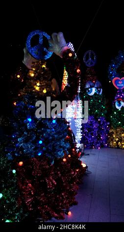 Christmas Decorations EM Quarter, Emporium, Luxury Shopping Mall, Sukhumvit Road, Phrom Phong Area Night Stock Photo