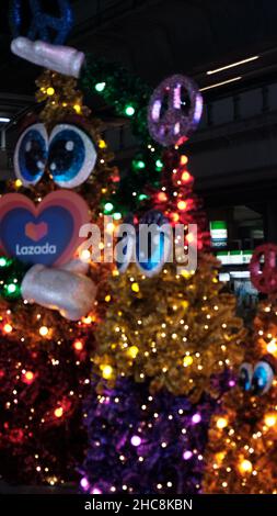 Christmas Decorations EM Quarter, Emporium, Luxury Shopping Mall, Sukhumvit Road, Phrom Phong Area Night Stock Photo