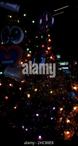 Christmas Decorations EM Quarter, Emporium, Luxury Shopping Mall, Sukhumvit Road, Phrom Phong Area Night Stock Photo