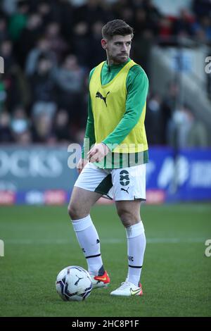 Joe Edwards of Plymouth Argyle warming up during the Sky Bet ...