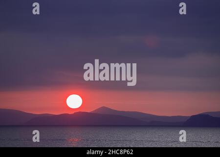Sunset over the mountains of the Dingle Peninsula, County Kerry, Ireland Stock Photo