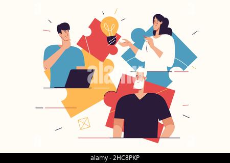 Vector illustration depicting a happy young man finding an effective solution. Editable stroke Stock Vector