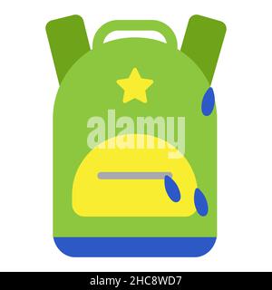 School backpack for children and teenagers. Simple illustration in cartoon flat style. Back to school and educational concept. Print for web, banner Stock Vector