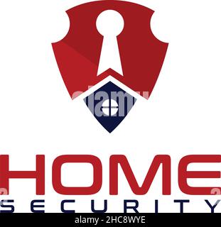 Modern colorful HOME SECURITY house logo design  Stock Vector