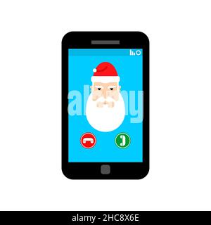 Call from Santa Claus. Incoming call of Christmas. Xmas and New Years illustration Stock Vector
