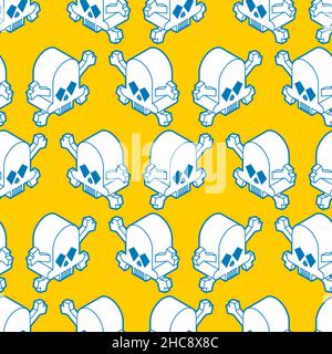 Skull isometric pattern seamless. Skeleton head abstract background. vector texture Stock Vector