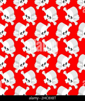 Skull isometric pattern seamless. Skeleton head abstract background. vector texture Stock Vector