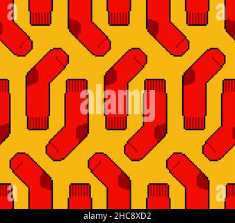Socks pixel art pattern seamless. pixelated sox 8bit background. vector texture Retro video game style Stock Vector