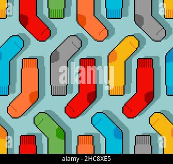 Socks pixel art pattern seamless. pixelated sox 8bit background. vector texture Retro video game style Stock Vector