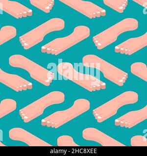 Feet isometric pattern seamless. Toes texture. Two legs background Stock Vector