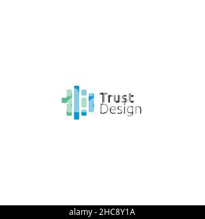 Modern flat colorful TRUST DESIGN code logo design Stock Vector