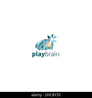 Modern flat colorful PLAY BRAIN luxury logo design Stock Vector