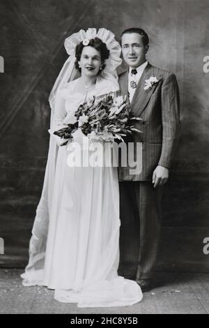Vintage framed wedding photograph, mid 20th century Stock Photo