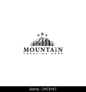 Flat silhouette MOUNTAIN forest high logo design Stock Vector