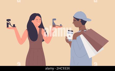 Personal shopper. Shop assistant, fashion stylist vector illustration. By  Microvector