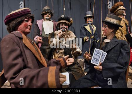 Complex puppets scene with many puppets Stock Photo