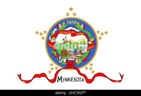 Top view of Minnesota 1893 1957 , USA flag, no flagpole. Plane design layout Flag background Stock Photo