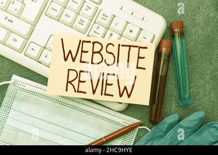 Sign displaying Website Review. Word Written on Reviews that can be posted about businesses and services Typing Medical Notes Scientific Studies And Stock Photo