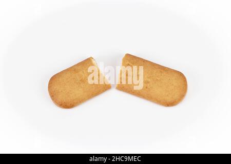 Close Up Serbian biscuit Plazma. Broken Plazma on a white background. Top view. Stock Photo