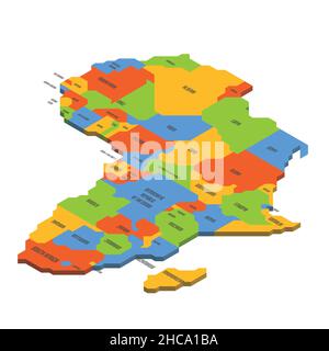 Isometric political map of Africa Stock Vector