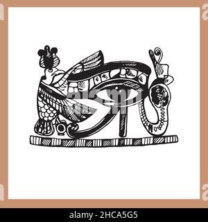 Hand drawn sketch style Egyptian hieroglyph isolated on white background. Vector illustration. Stock Vector