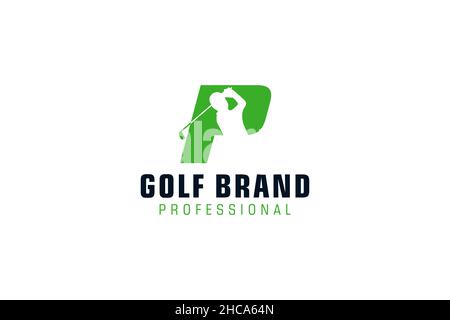 Letter P for Golf logo design vector template, Vector label of golf, Logo of golf championship, illustration, Creative icon, design Stock Vector