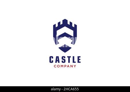 Creative shield with castle and initial A logo, Vector logo. Stock Vector