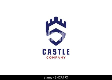 Creative shield with castle and initial S logo, Vector logo. Stock Vector