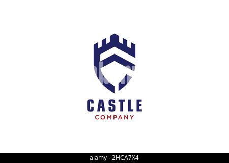 Creative shield with castle and initial F logo, Vector logo. Stock Vector