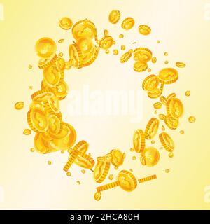 American dollar coins falling. Fascinating scattered USD coins. USA money. Creative jackpot, wealth or success concept. Vector illustration. Stock Vector