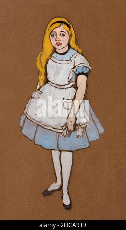Alice (1915) Costume Design for Alice in Wonderland in high resolution by William Penhallow Henderson. Original from The Smithsonian. Digitally enhanc