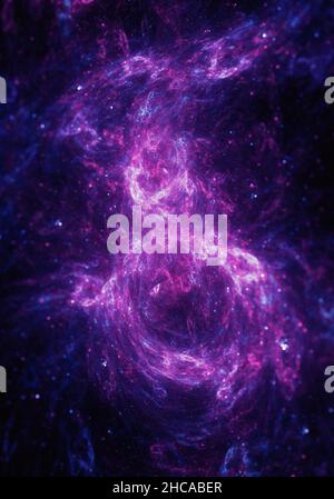 Astrophotography blacklight red purple nebula galaxy - space hyper color stars nebula Stock Photo