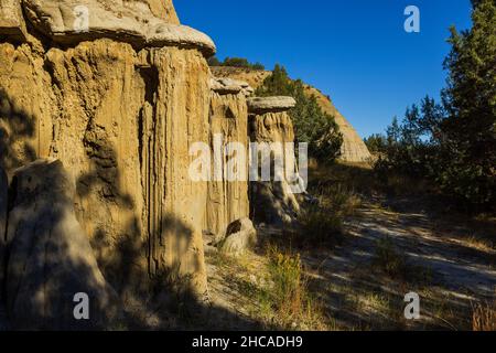 Caprock formation in Theodore Roosevelt National Park, North Dakota Stock Photo