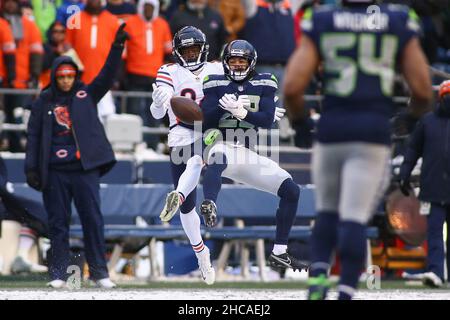 Chicago Bears wide receiver Marquise Goodwin (84) gets taken down