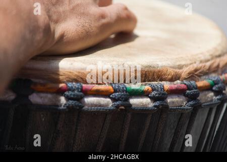 Musicians playing instruments in the last lesson of the year of Mestre King's Dance in Pelourinho, Salvador, Bahia. Stock Photo