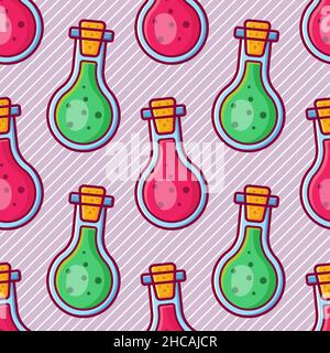 flask glass seamless pattern vector illustration.for science or school theme Stock Vector
