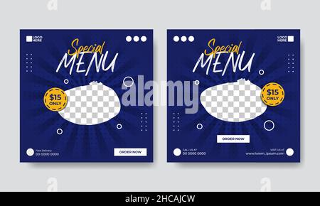 Flyer or social media post template food menu themed Stock Vector