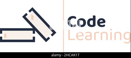 Modern colorful CODE LEARNING books logo design  Stock Vector