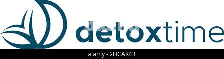 Modern flat letter mark DETAXTIME hour logo design Stock Vector