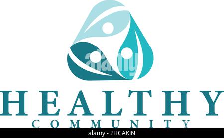 Modern colorful HEALTHY COMMUNITY care logo design Stock Vector