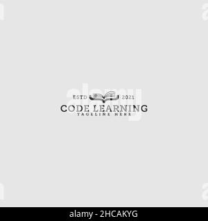 Modern design CODE LEARNING books logo design Stock Vector